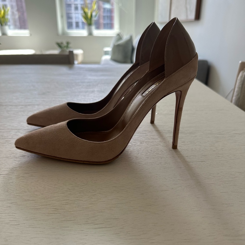 Aquazzura Nude Suede Pumps
